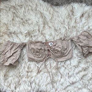 Boutique Off-Shoulder, Puff Sleeve, Tie- Front Top